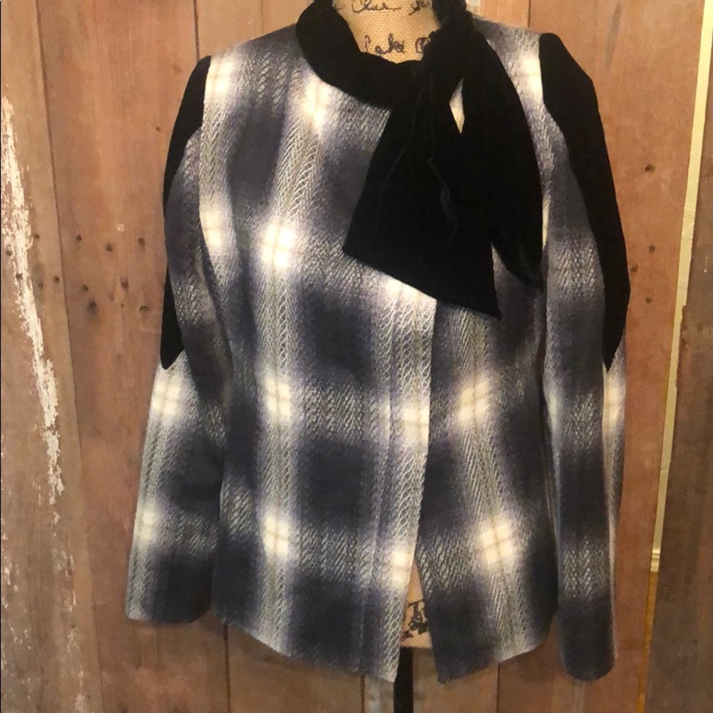 B Louise Plaid and Velvet Ladies Blazer